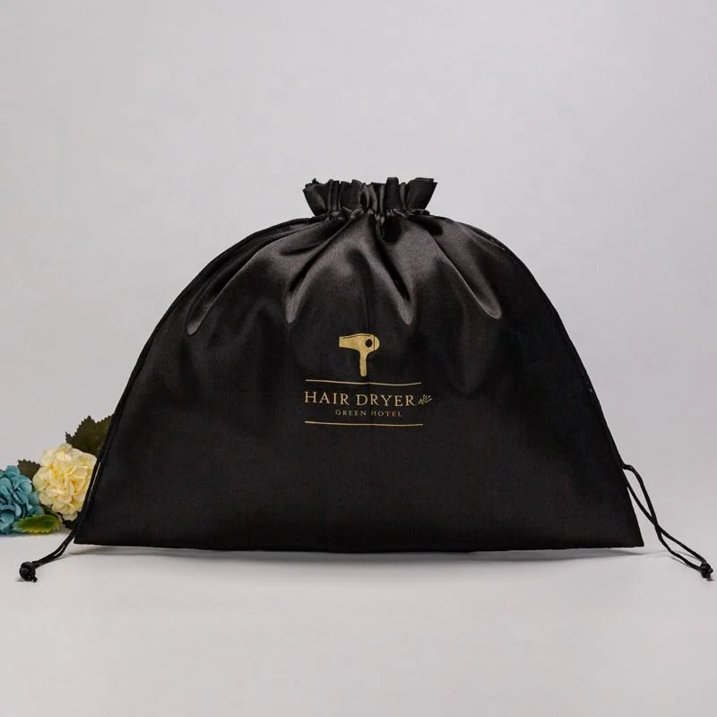 Black Satin Drawstring Pouch — image 2