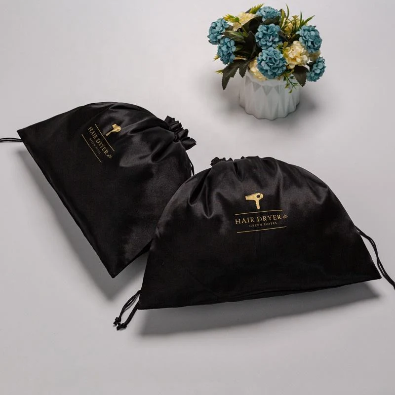 Black Satin Drawstring Pouch — image 3