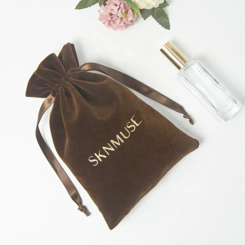 Brown Velvet Drawstring Pouch — image 4