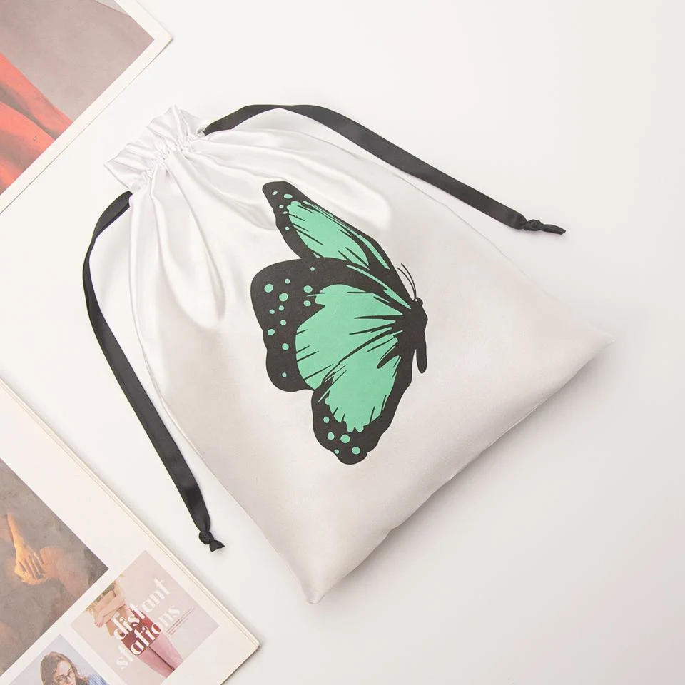 White Satin Drawstring Pouch — image 2