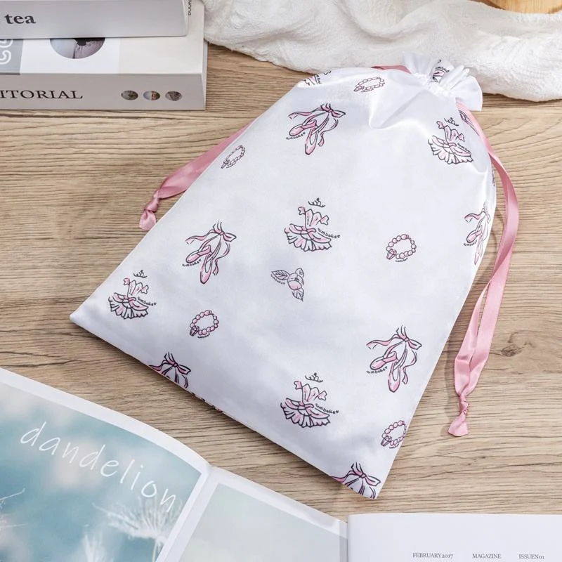 White Satin Drawstring Pouch — image 3