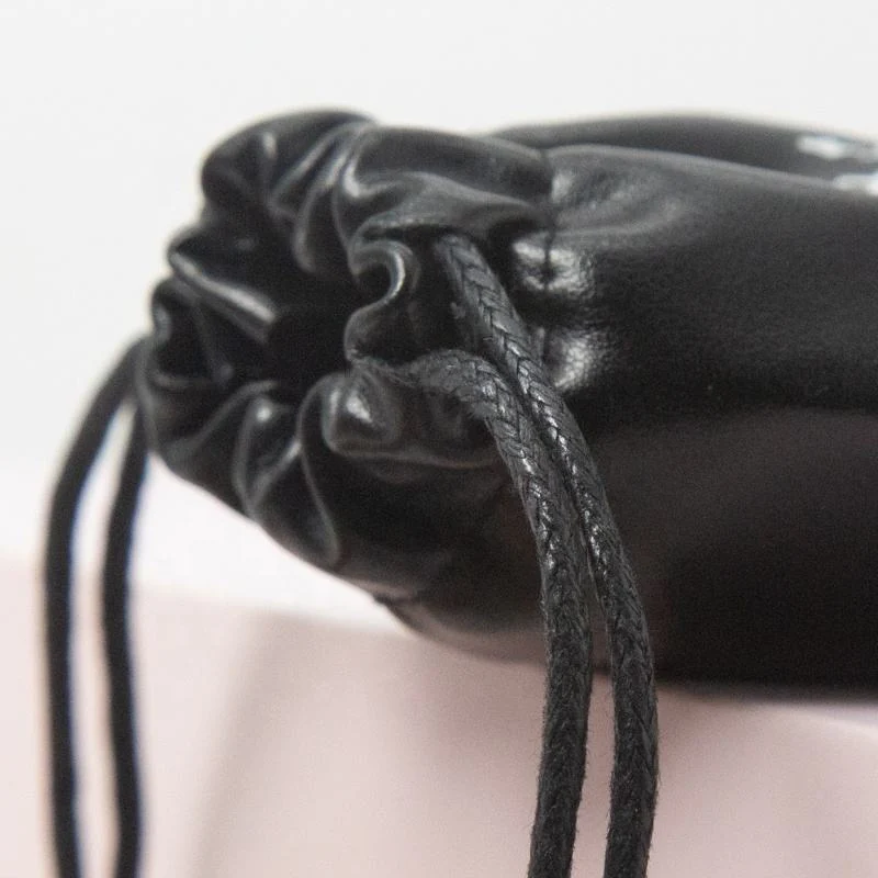 Black Leather-Look Drawstring Pouch — image 5