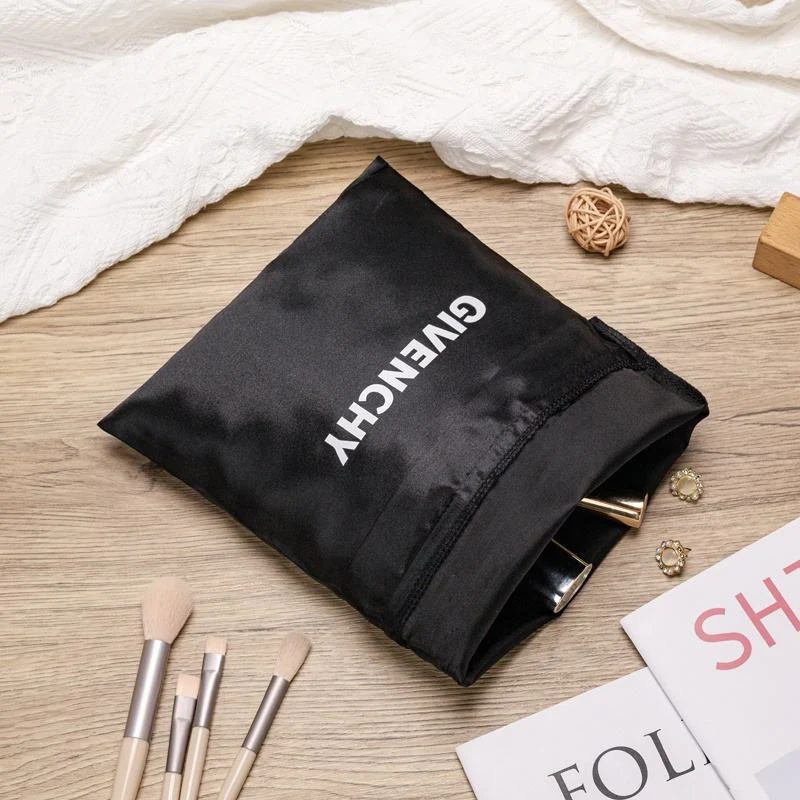 Black Satin Drawstring Pouch — image 5