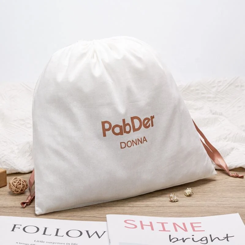 White Fabric Drawstring Pouch — image 2