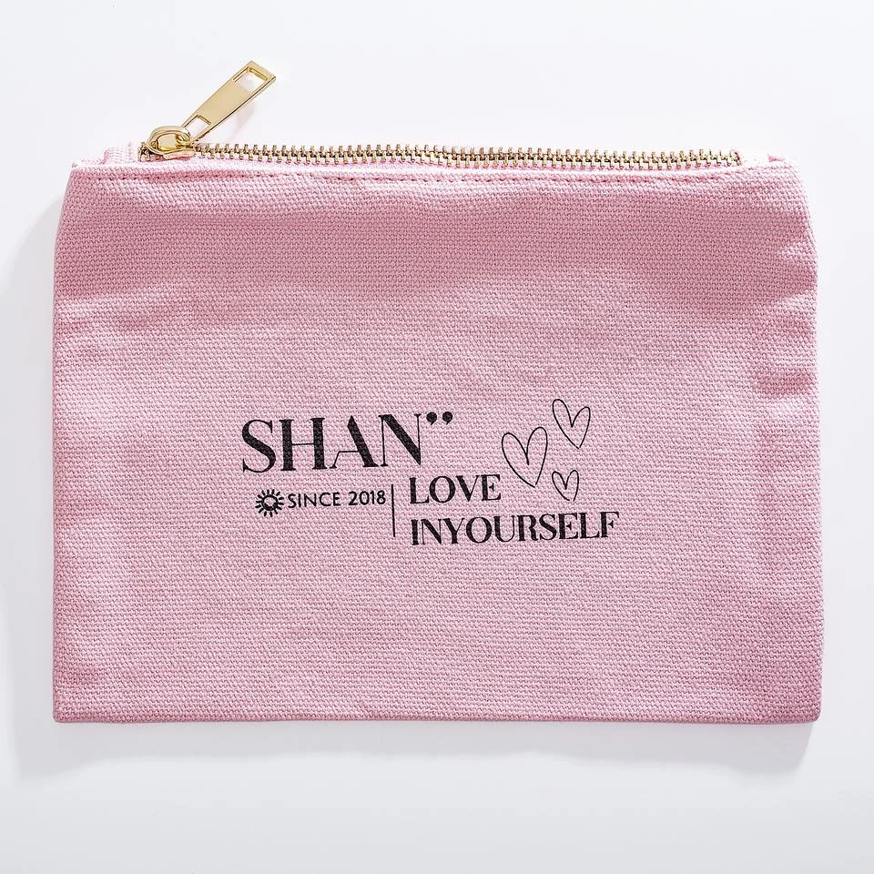 Cream Fabric Zipper Pouch — image 4