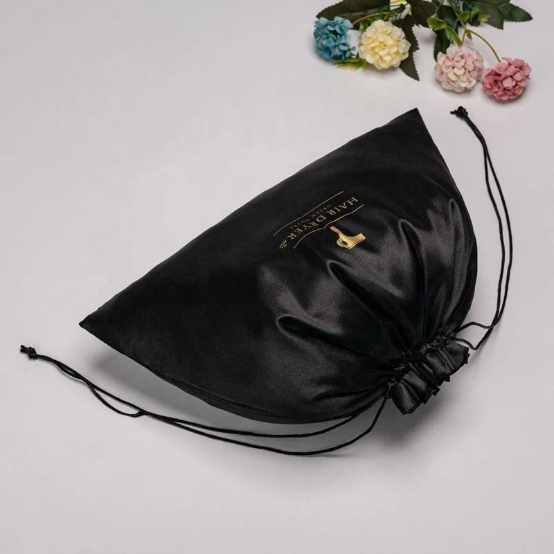 Black Satin Drawstring Pouch — image 4