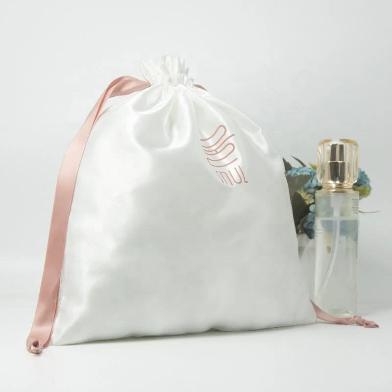 White Satin Drawstring Pouch — image 2