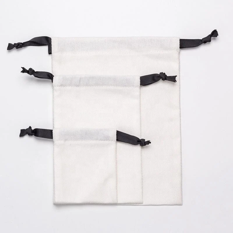 White Cotton Drawstring Pouch — image 6