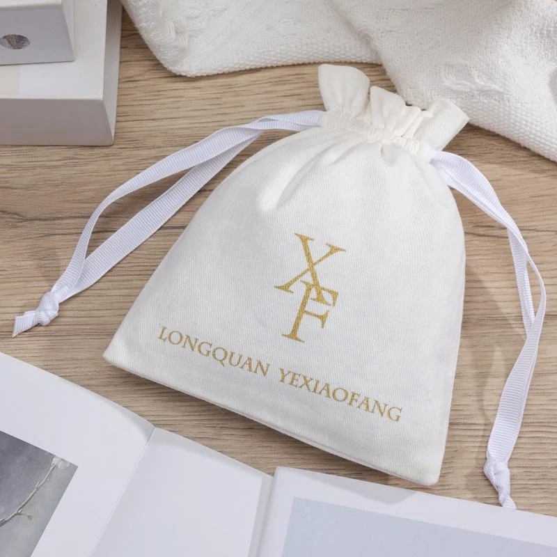 White Cotton Drawstring Pouch — image 2
