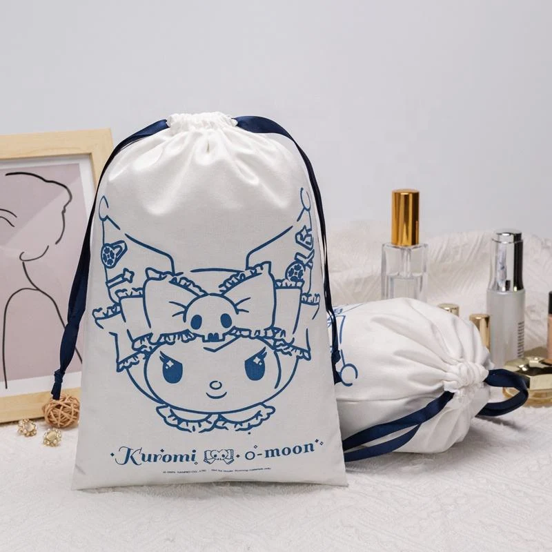 White Fabric Drawstring Pouch — image 2