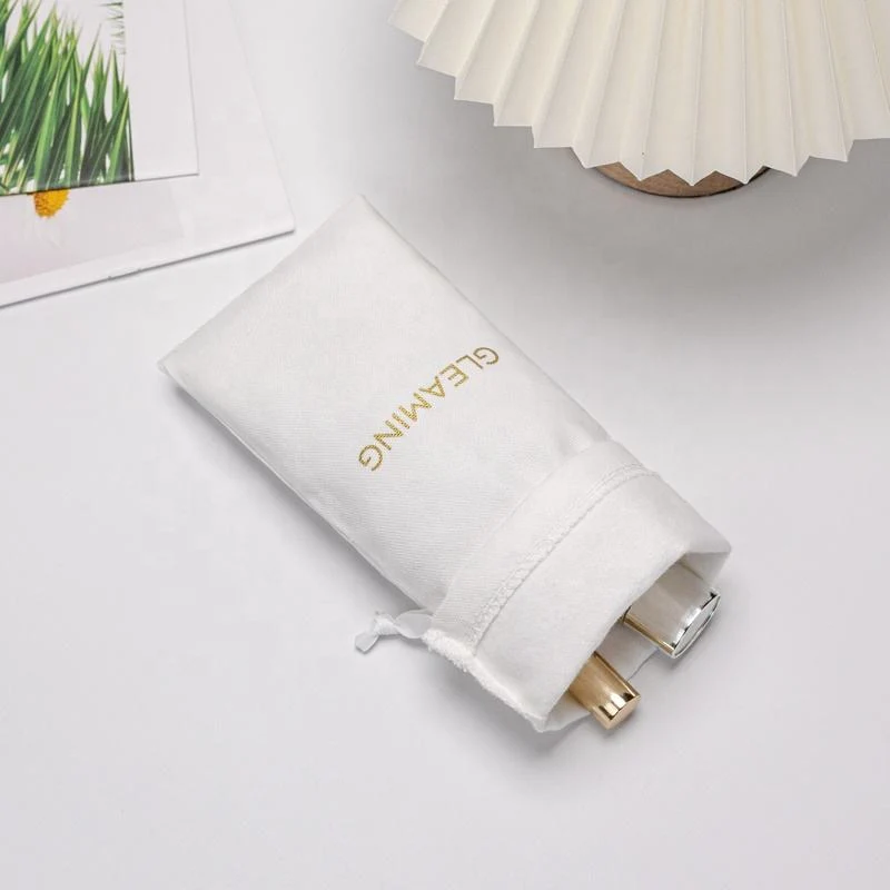 White Cotton Drawstring Pouch — image 5