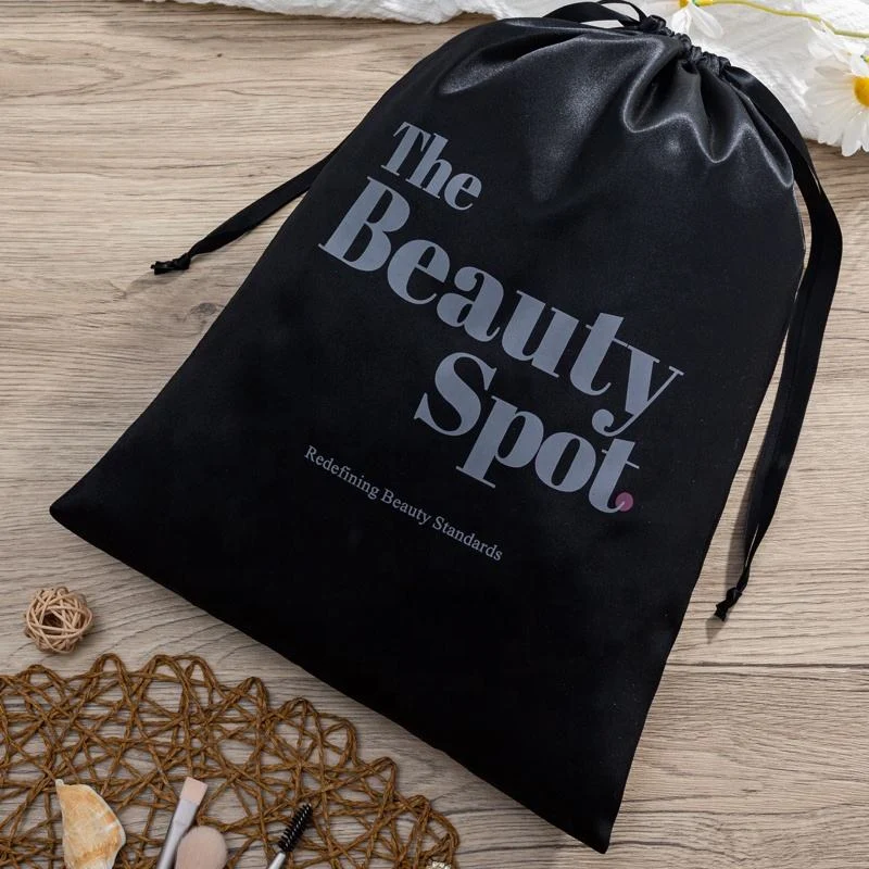 Black Satin Drawstring Pouch — image 3