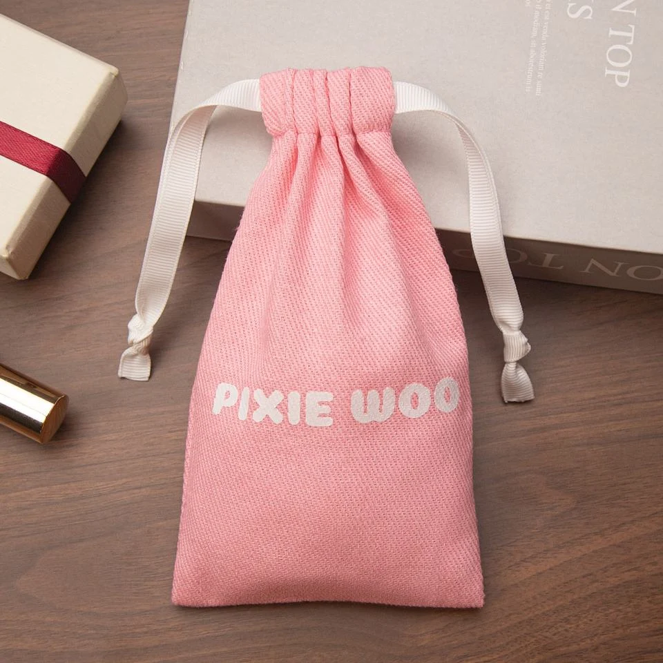 Pink Cotton Drawstring Pouch — image 2