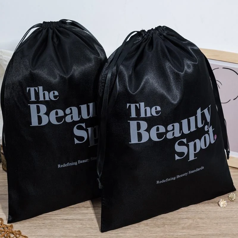 Black Satin Drawstring Pouch — image 2