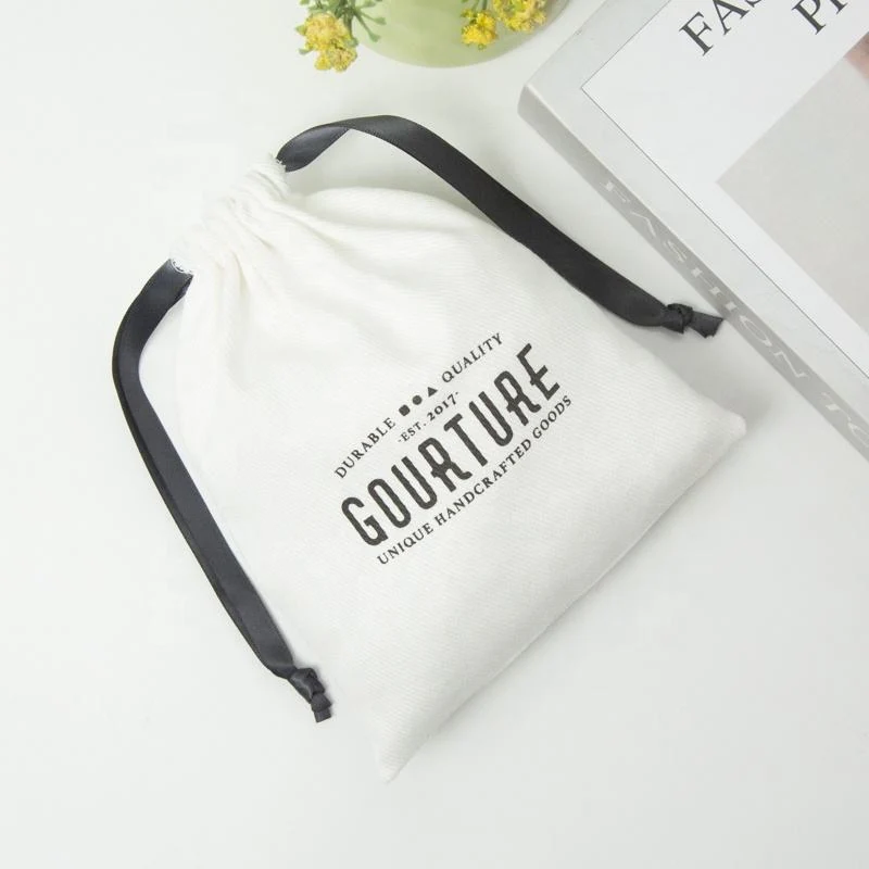 Black Cotton Drawstring Pouch — image 3