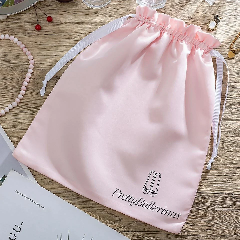 Pink Satin Drawstring Pouch — image 3