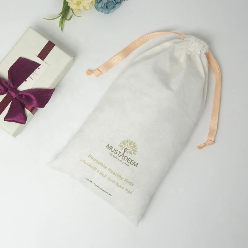 White Cotton Drawstring Pouch — image 3