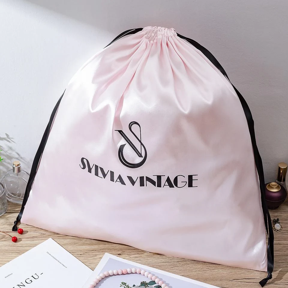Pink Satin Drawstring Pouch — image 2