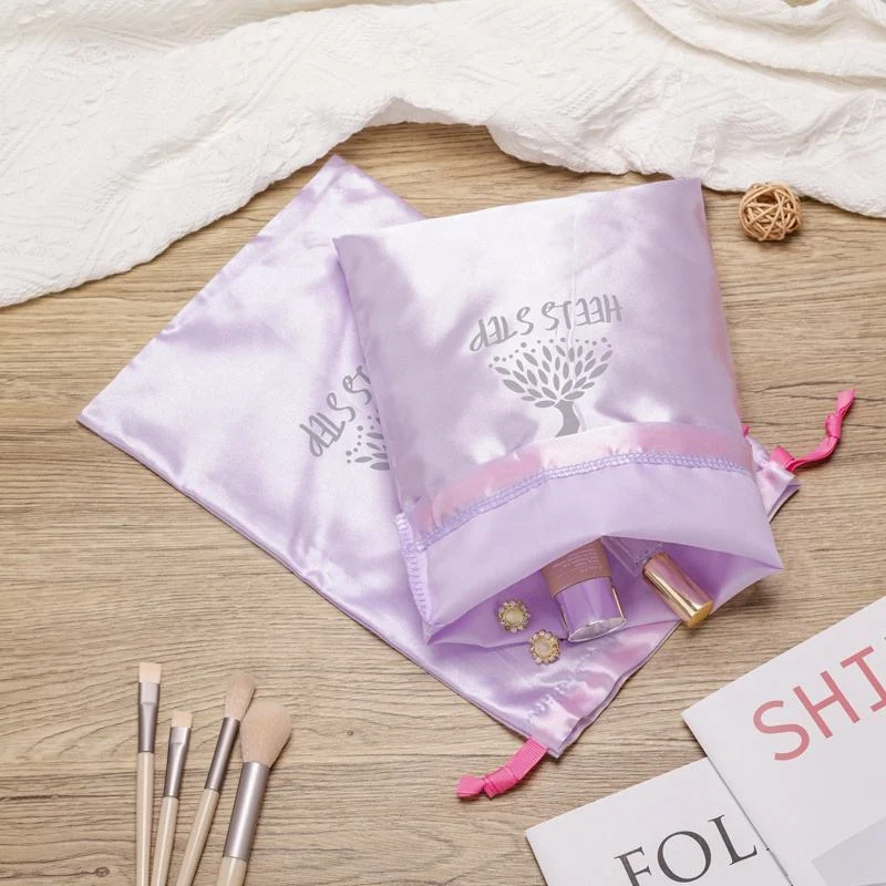 White Satin Drawstring Pouch — image 5