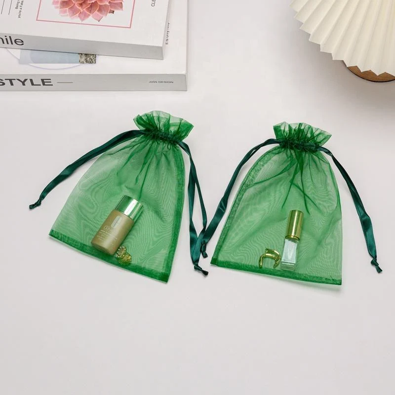 Green Organza Drawstring Pouch — image 3