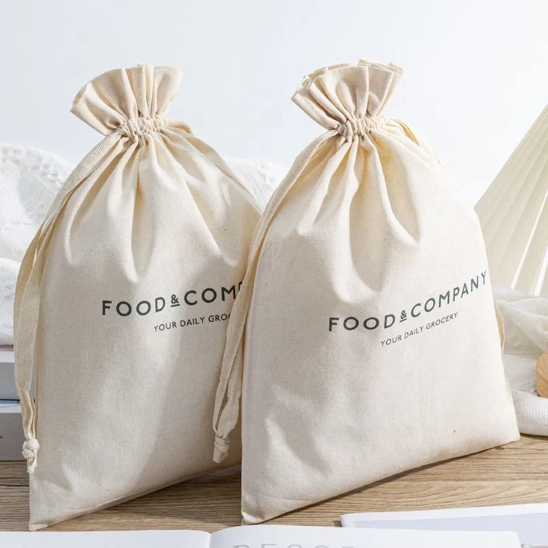 Beige Cotton Drawstring Pouch — image 2