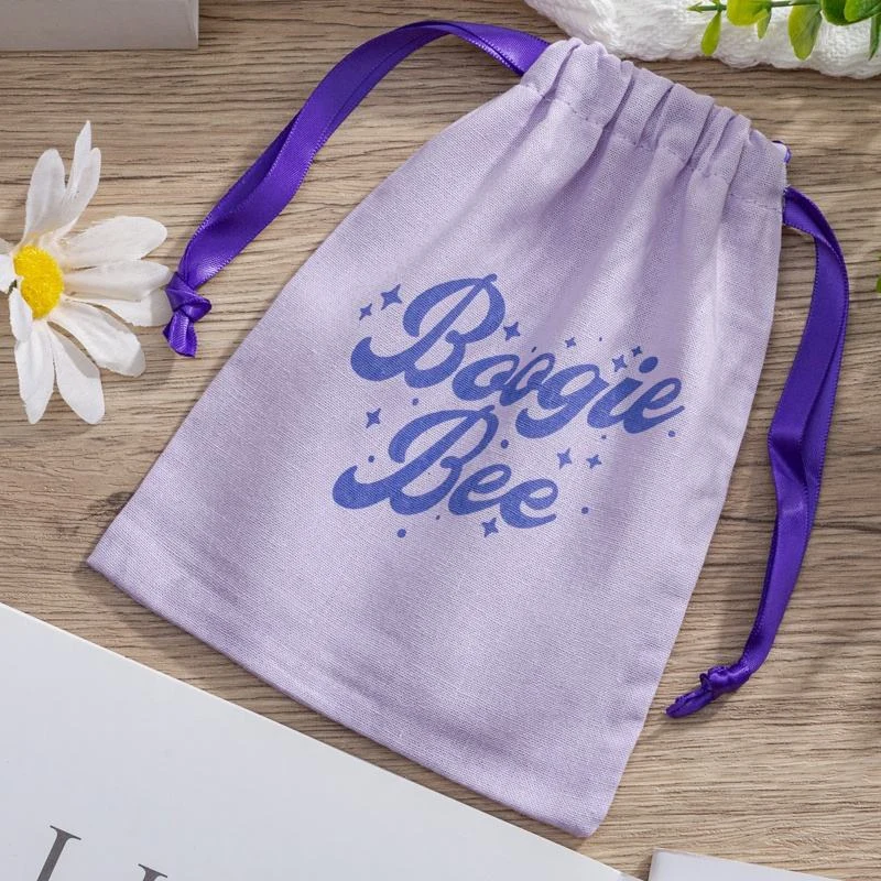 White Fabric Drawstring Pouch — image 5