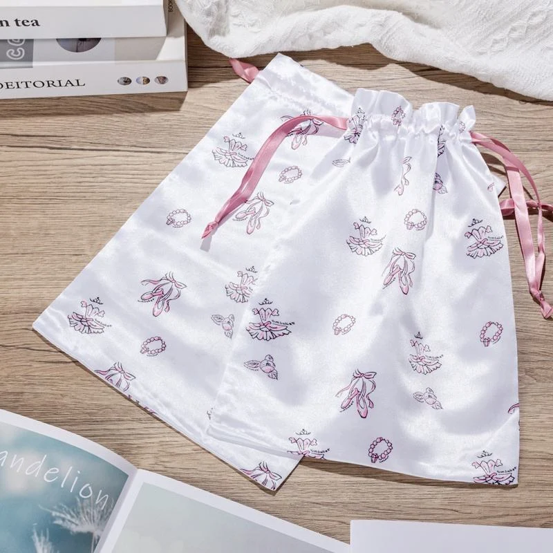 White Satin Drawstring Pouch — image 5