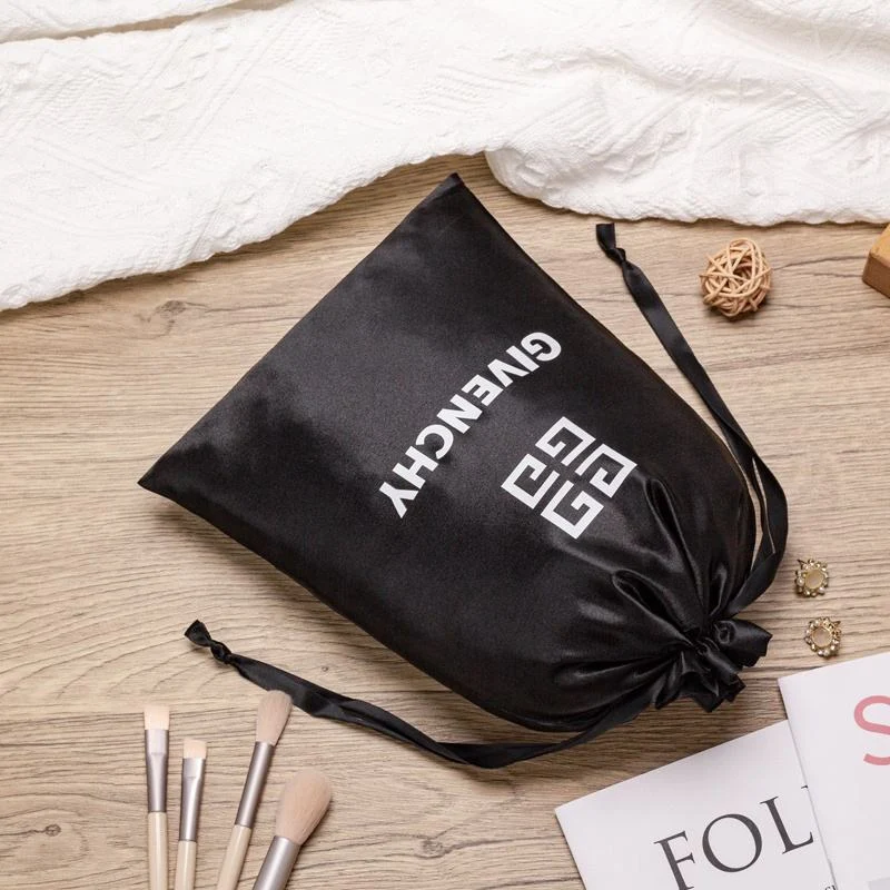 Black Satin Drawstring Pouch — image 4