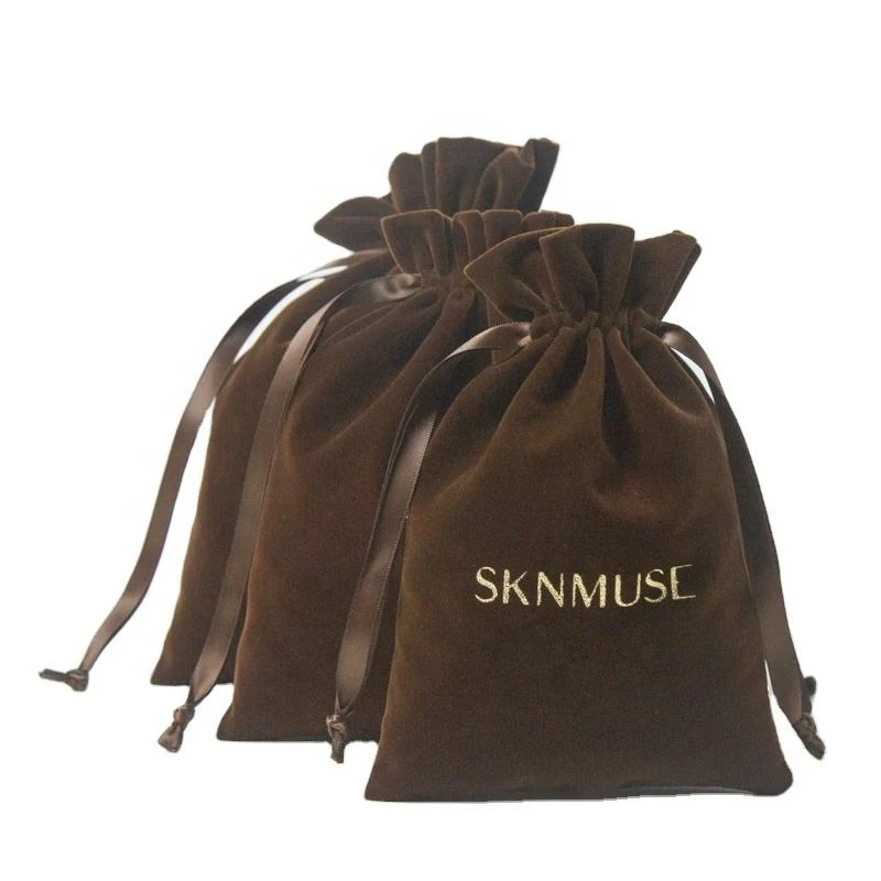 Brown Velvet Drawstring Pouch — image 2