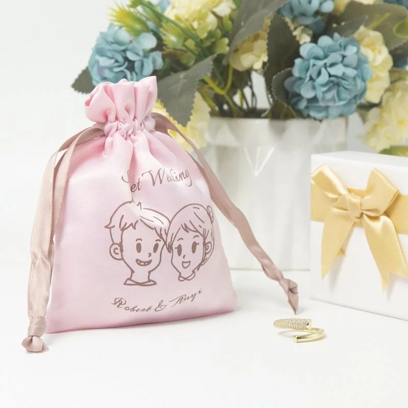 Pink Satin Drawstring Pouch — image 2