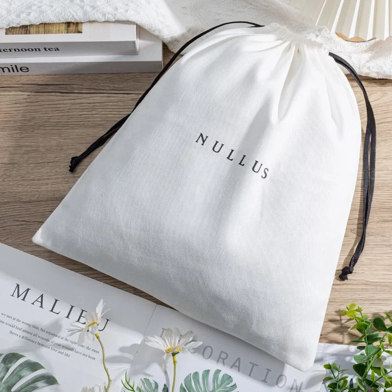 White Fabric Drawstring Pouch — image 3