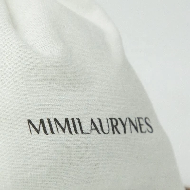 White Cotton Drawstring Pouch — image 6
