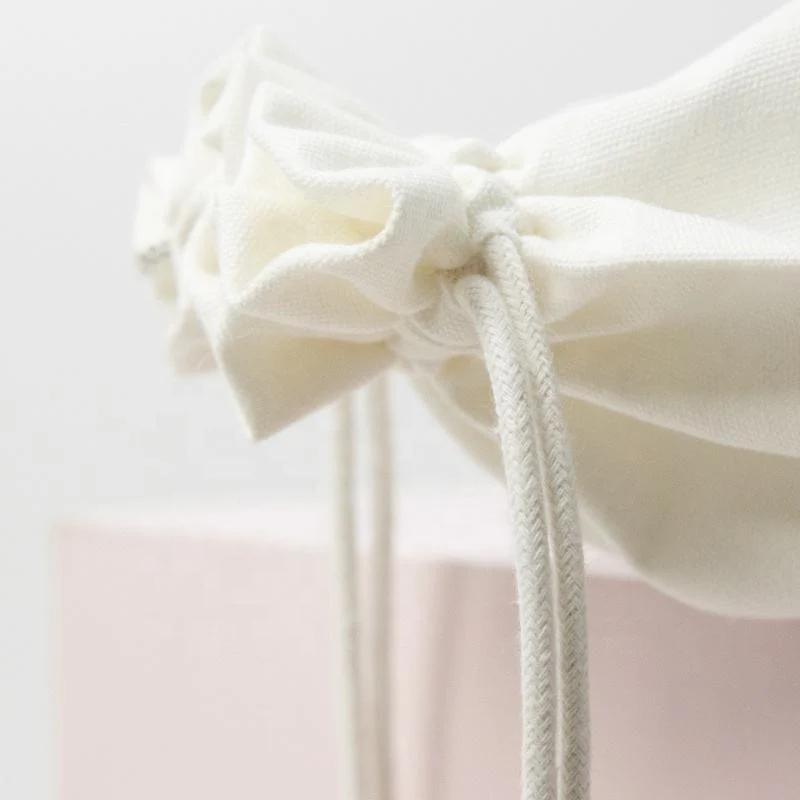 White Cotton Drawstring Pouch — image 6