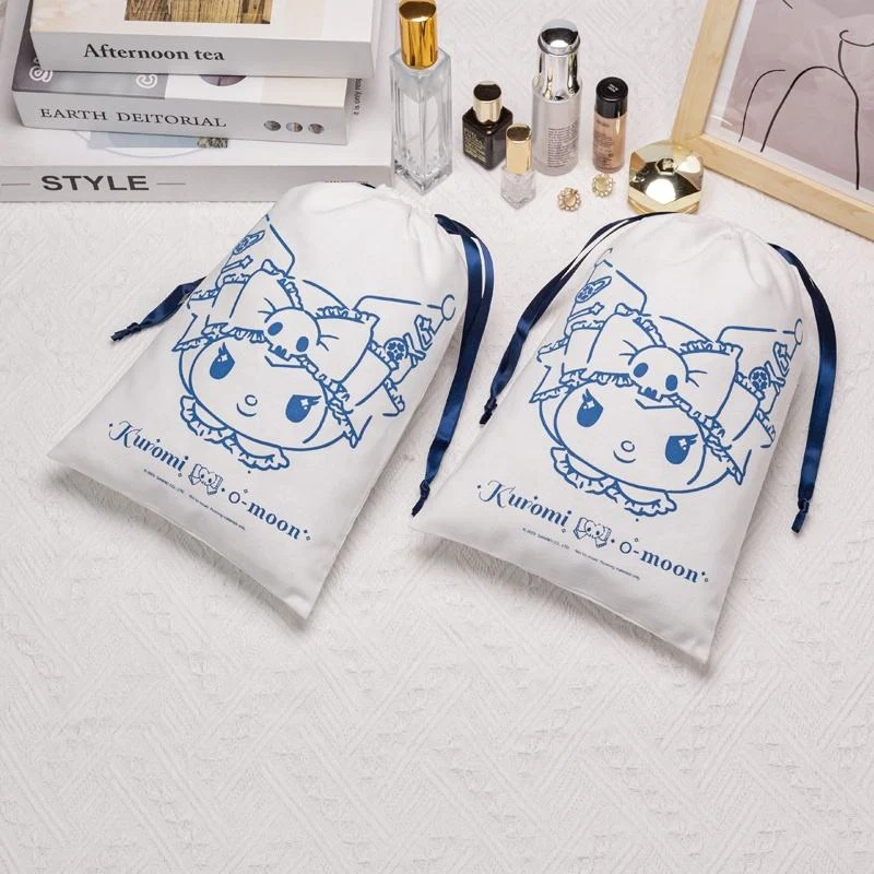 White Fabric Drawstring Pouch — image 3