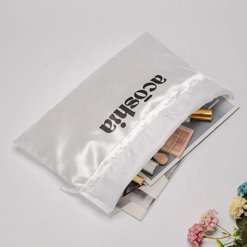 White Satin Drawstring Pouch — image 5