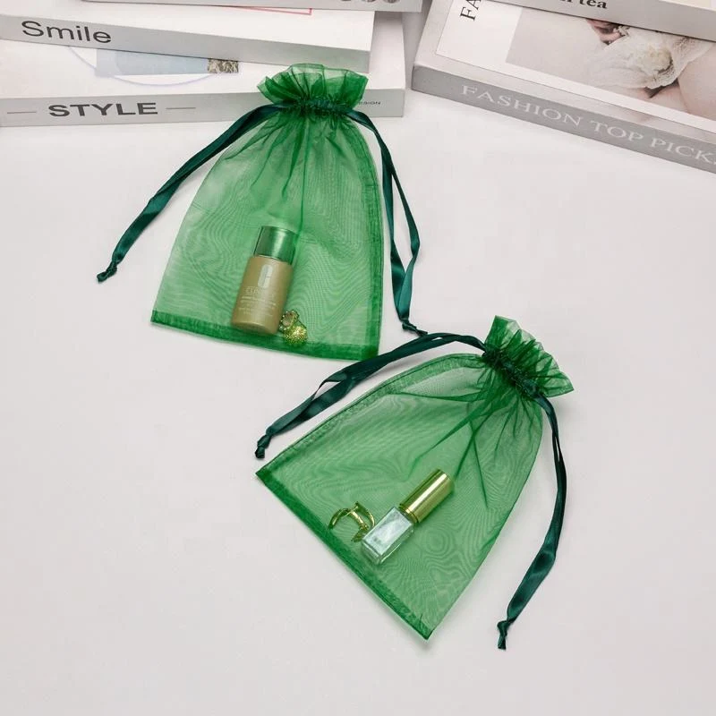 Green Organza Drawstring Pouch — image 4