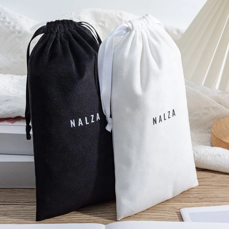 White Velvet Drawstring Pouch — image 2