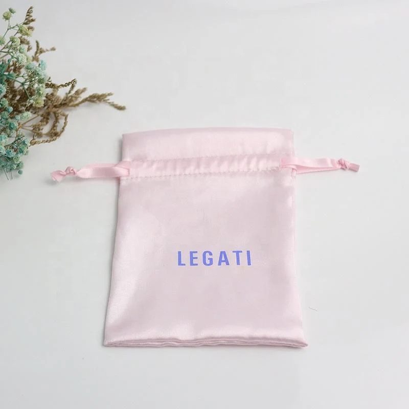 White Satin Drawstring Pouch — image 3