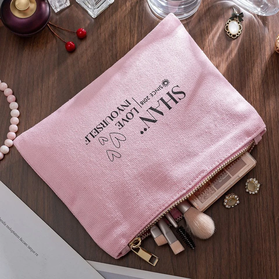 Cream Fabric Zipper Pouch — image 3