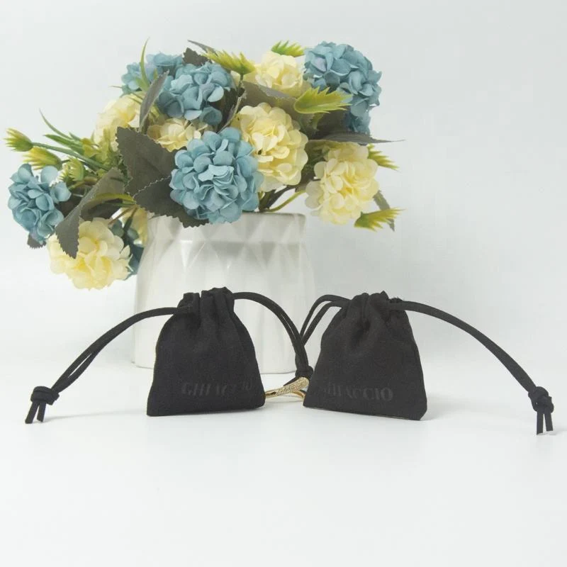 Black Microfiber Drawstring Pouch — image 3