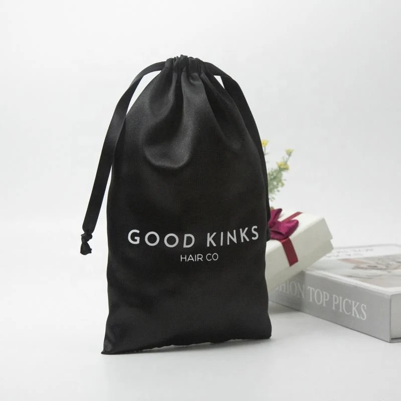 Black Satin Drawstring Pouch — image 2