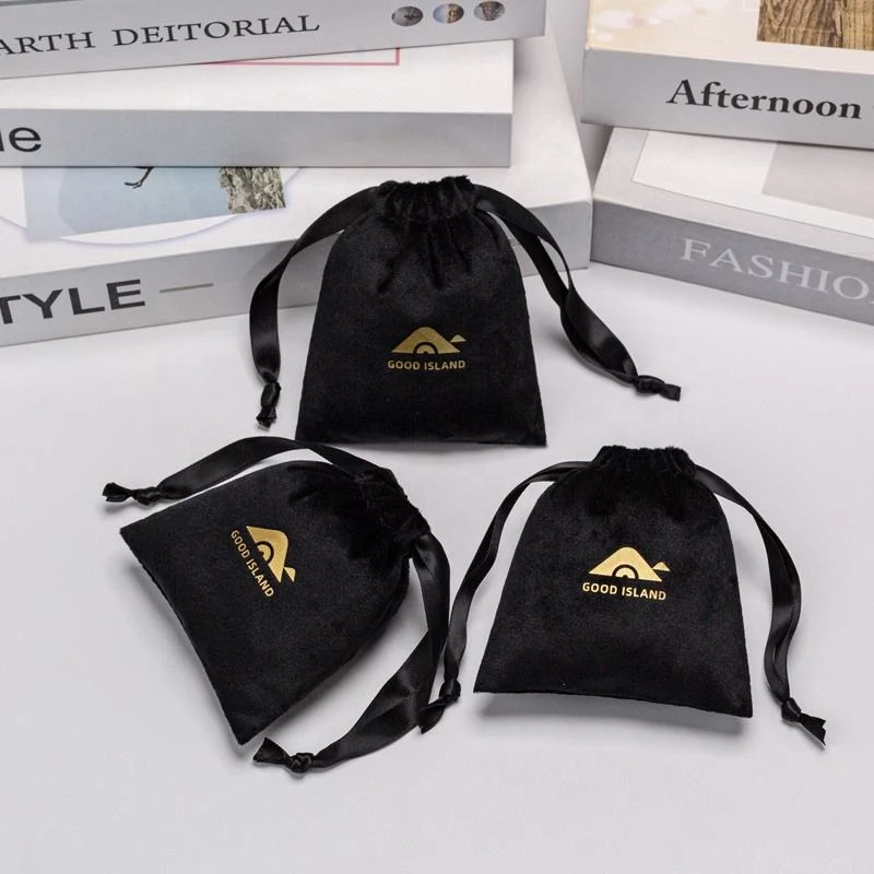 Black Velvet Drawstring Pouch — image 3