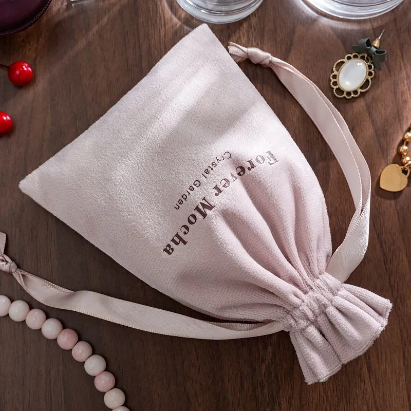 Pink Velvet Drawstring Pouch — image 3