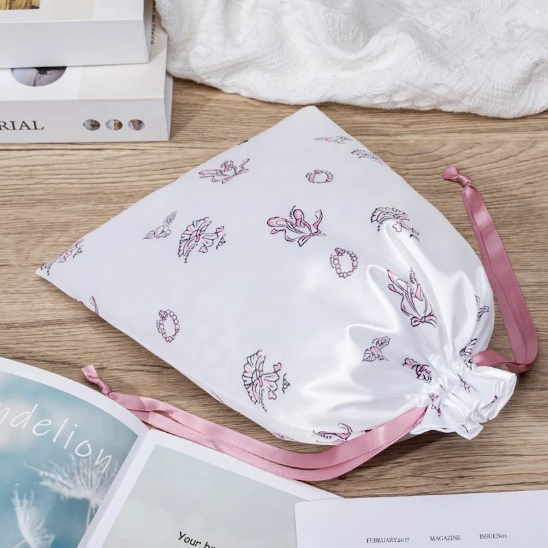 White Satin Drawstring Pouch — image 4