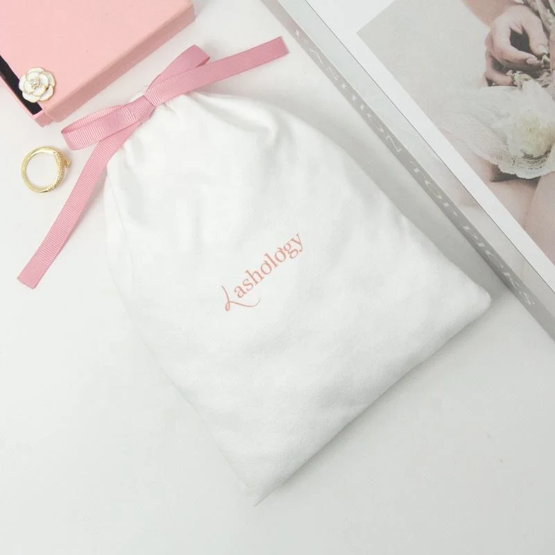 White Velvet Drawstring Pouch — image 3