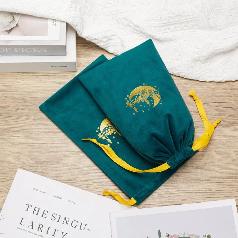 Green Velvet Drawstring Pouch — image 4
