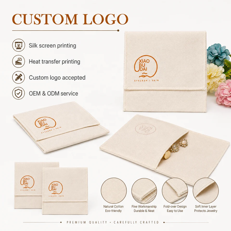 Cream Fabric Envelope Pouch — image 3