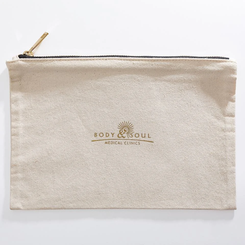 Beige Fabric Zipper Pouch — image 4